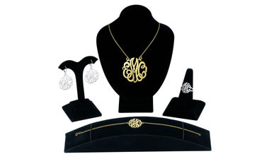 4 Pcs Monogram sample kit that displays our signature style in the Ring, Pendant, Earring and Bracel